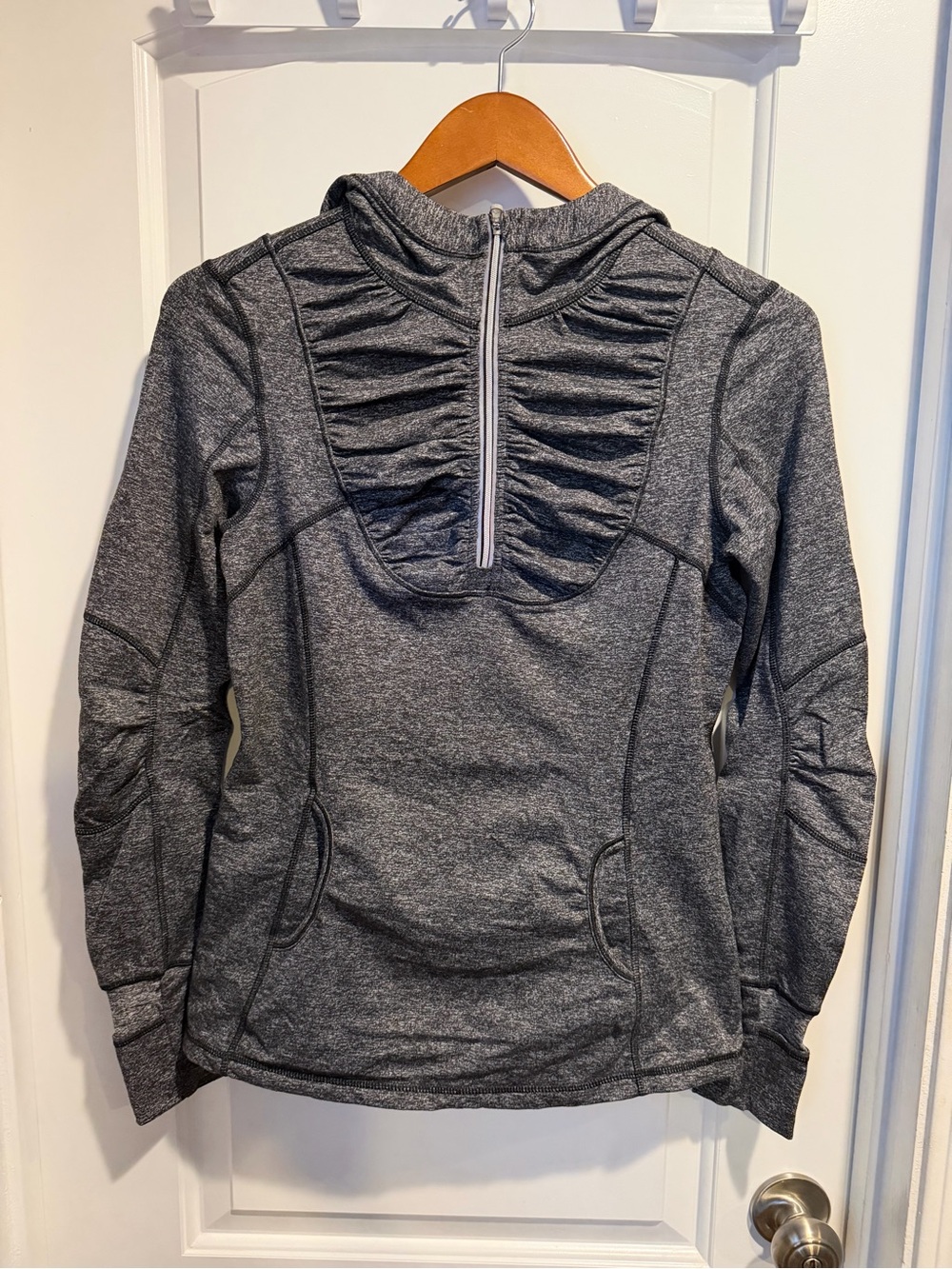 lululemon athletica Heather Charcoal Ruched Quarter-Zip Pullover